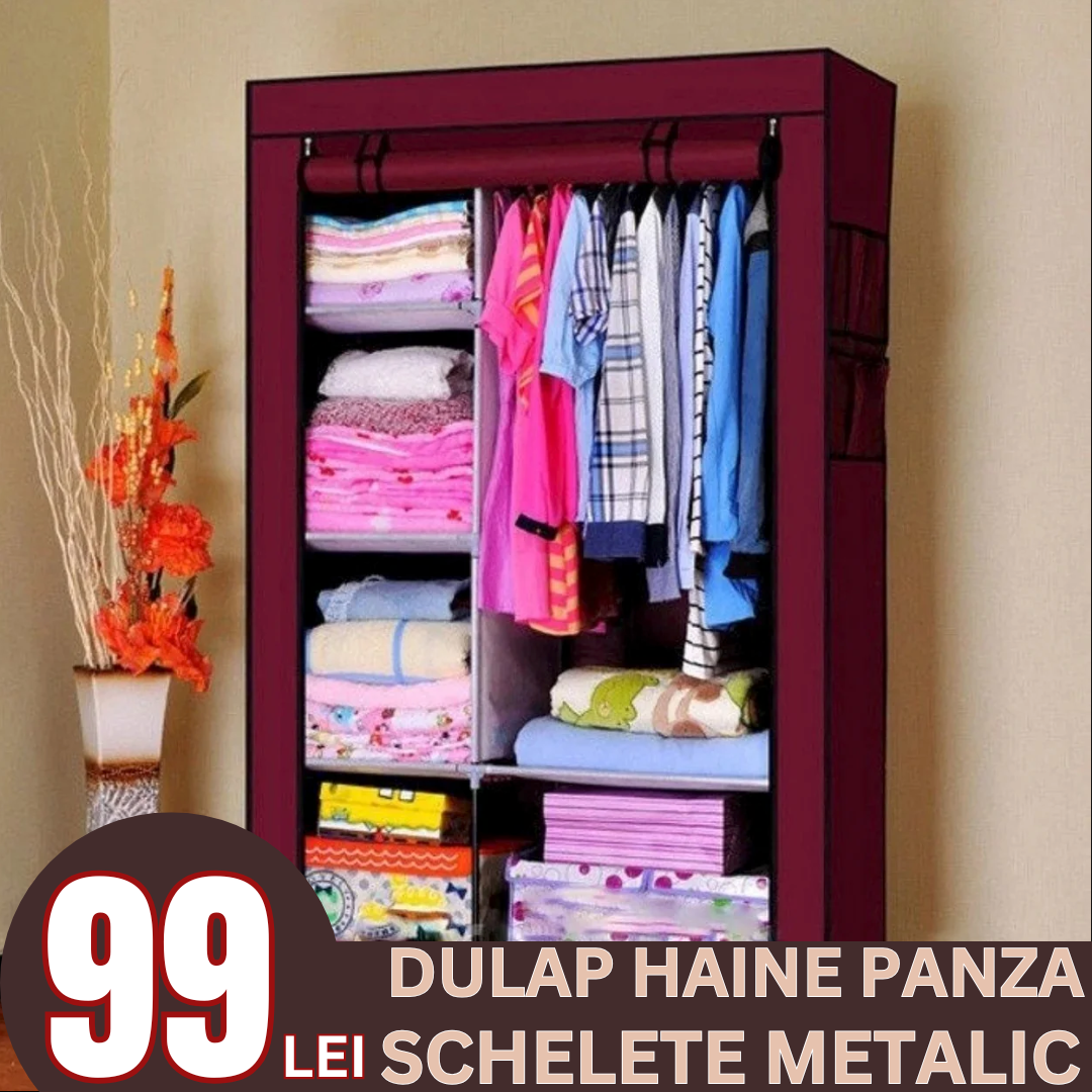 Lichidare de stoc. Dulap textil pentru haine, inchidere prin fermoar 105 x 45 x 175 cm