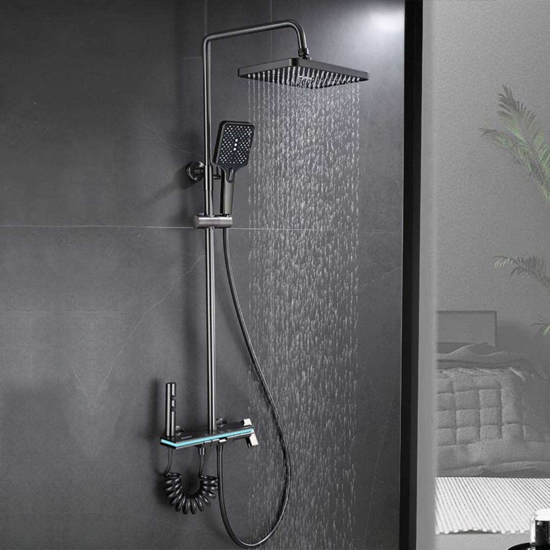 set de duș inteligent pentru baie, cu afișaj digital, mixer pentru baie cu 4 funcții, duș tip ploaie și bideu