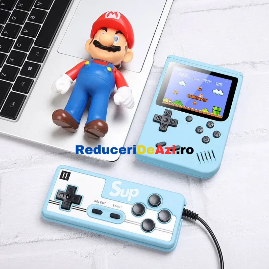 CONSOLA RETRO JOCURI GAMEBOY SUP , 400 IN 1 , CONECTARE AV TV, ECRAN 3 INCH, COLOR, ALBASTRU