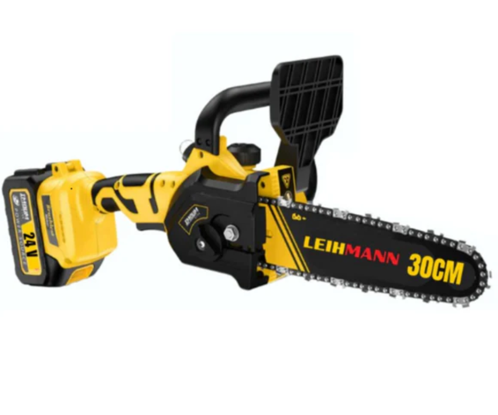 DRUJBA ELECTRICA LEIHMANN LAMA 30CM, CU 2 ACUMULATORI 24V, 5AH, GALBENA CU NEGRU