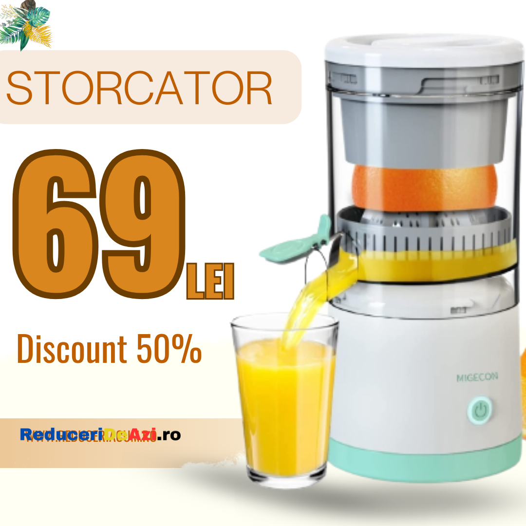Storcator Electric De Citrice , Portabil, Cu Alimentare USB, Turcoaz, Usor De Folosit, 45W