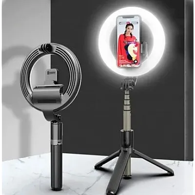 Selfie stick L07 tip trepied cu lampa circulara pliabil si bluetooth