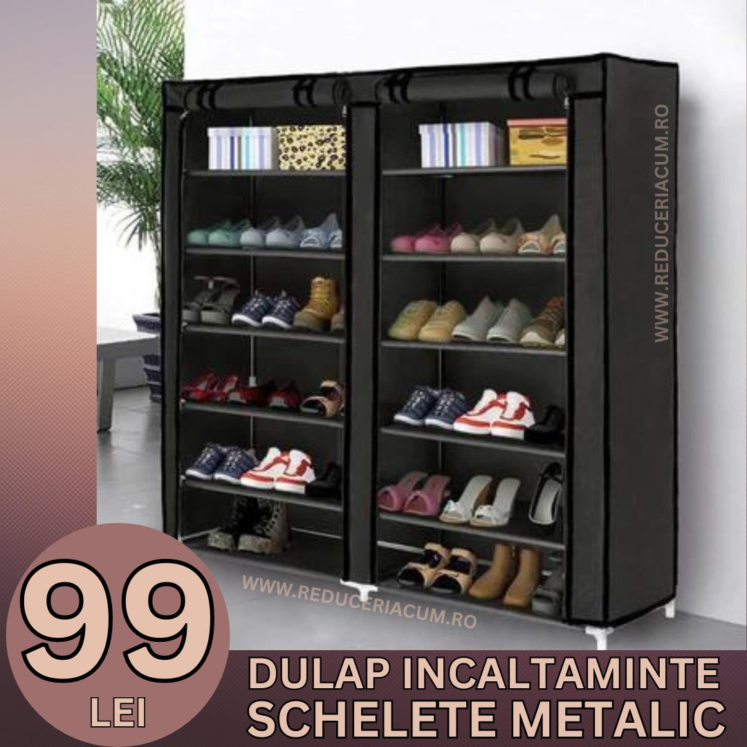 Dulap dublu textil pentru incaltaminte, 118 x 30 x 120 cm
