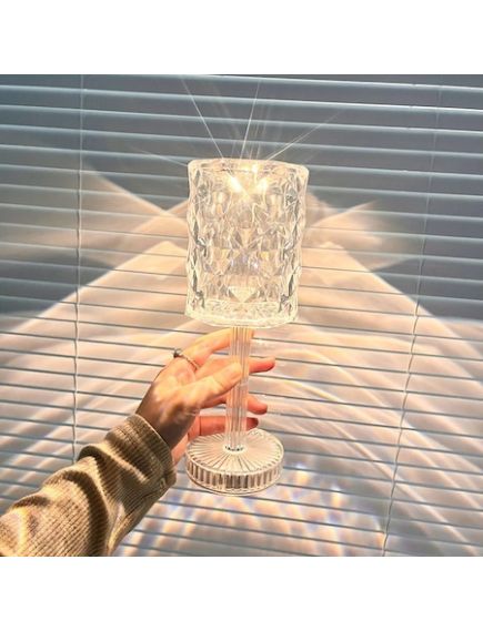 1+1 GRATIS ! Lampa de masa 3D touch cu dimmer, lumina calda si rece cristal, lampa incarcare usb, Elastix