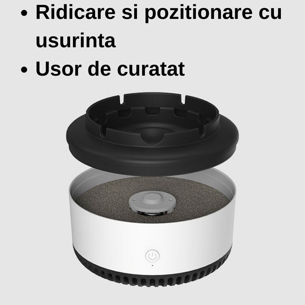 Scrumiera electrica inteligenta ,cu aspiratie, alimentare baterii AA
