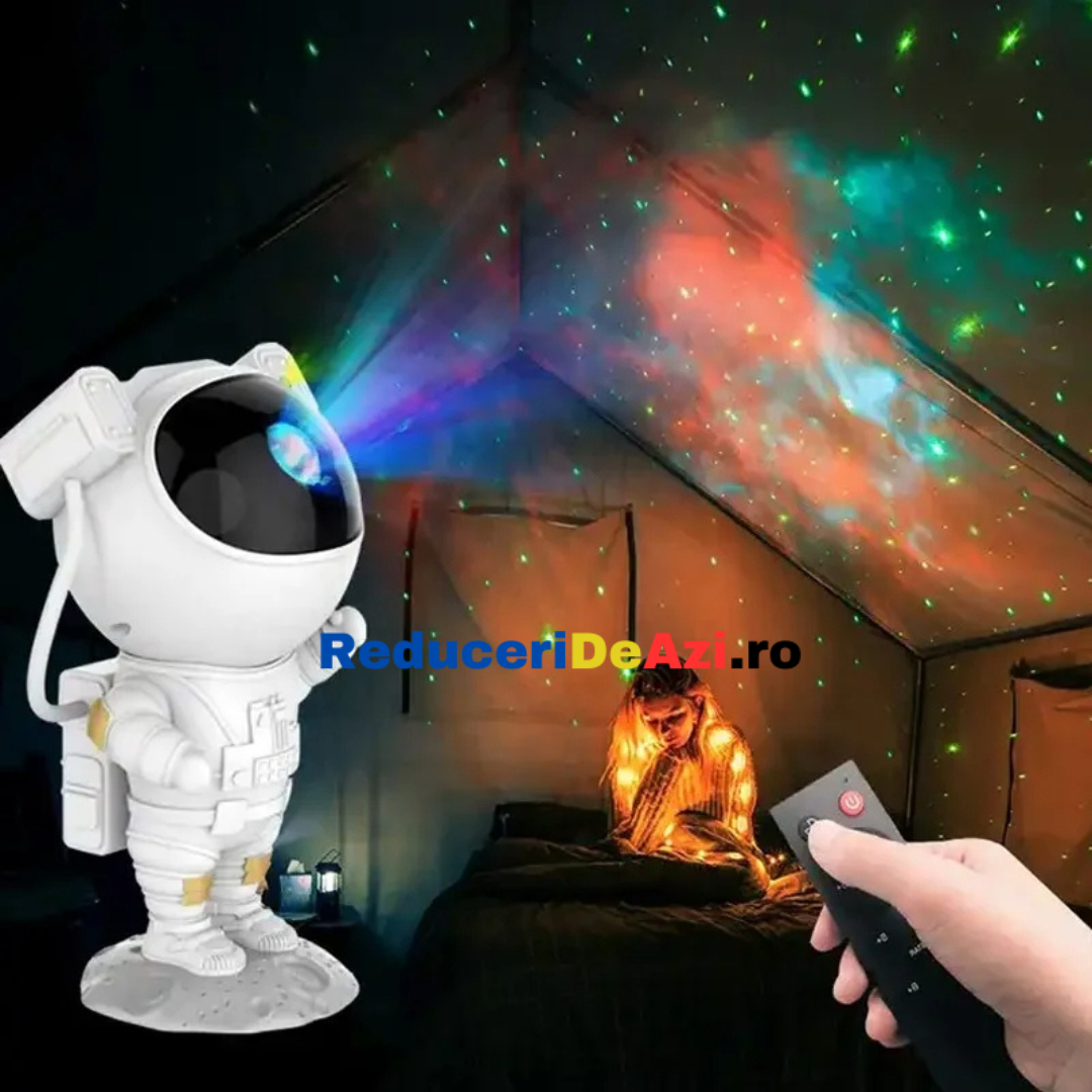 Astronaut proiector LED si laser cu proiectie stele,RGB, telecomanda