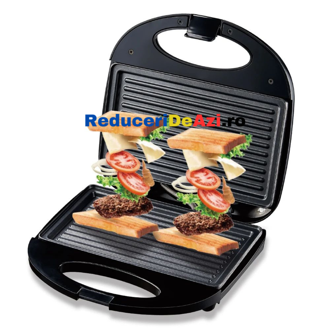 Sandwich maker, Putere 750 W, Invelis anti-aderent