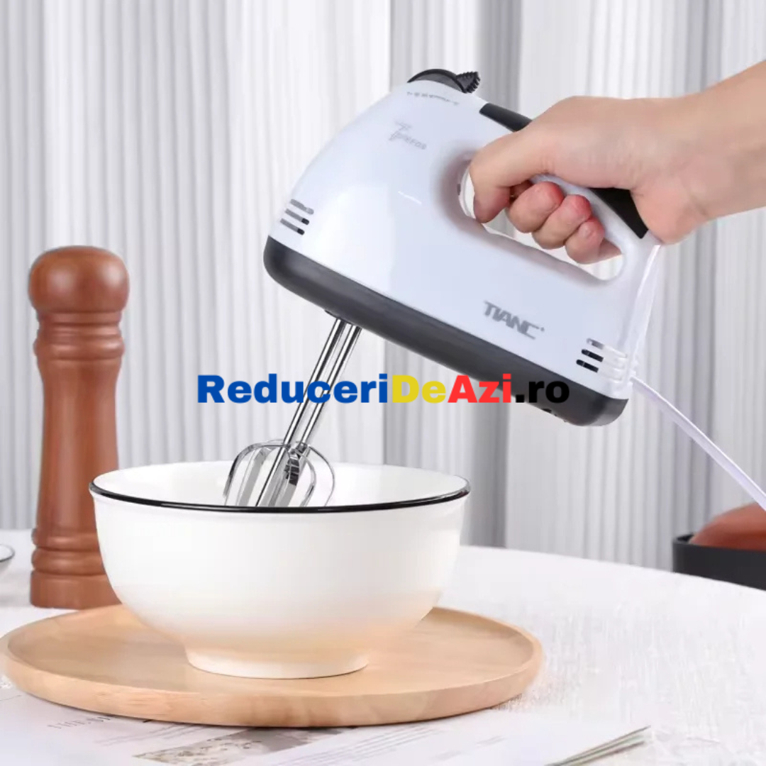 Mixer de mana Scarlett, putere 260W, 7 viteze, alb