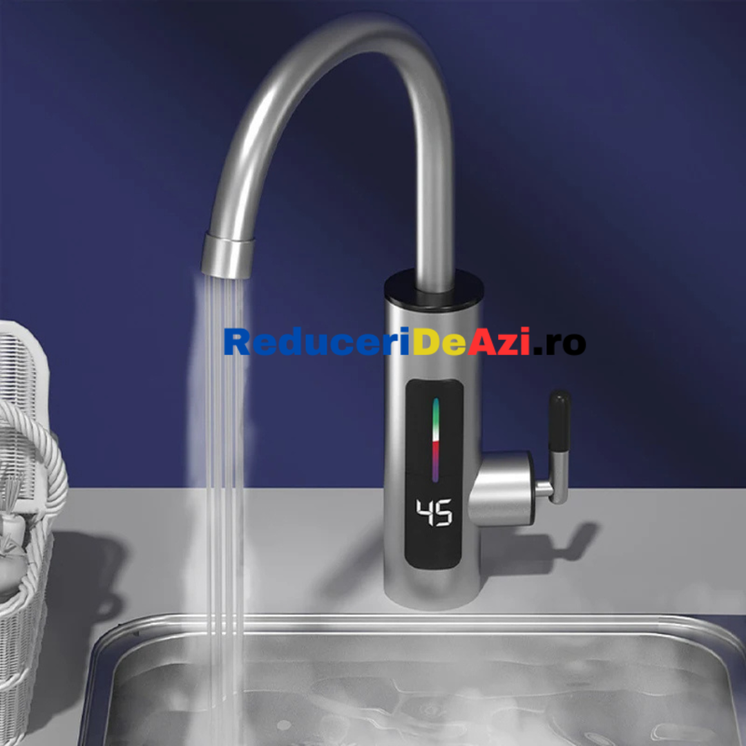 Robinet Electric Instant din Inox cu Display și Rotire 360 Grade, 3000W