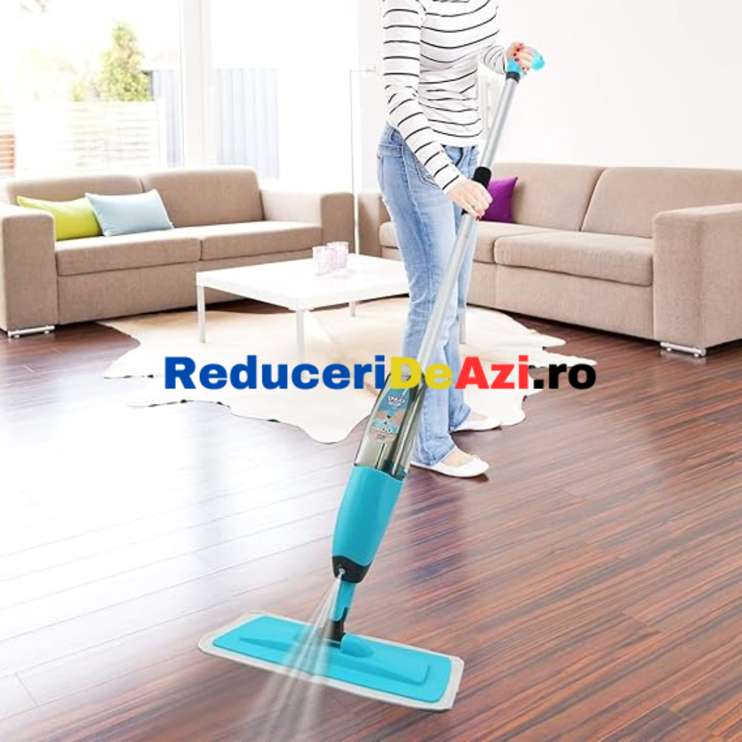 Mop microfibra cu pulverizare apa, rezervor 600 ml + 3 REZERVE INCLUSE CADOU