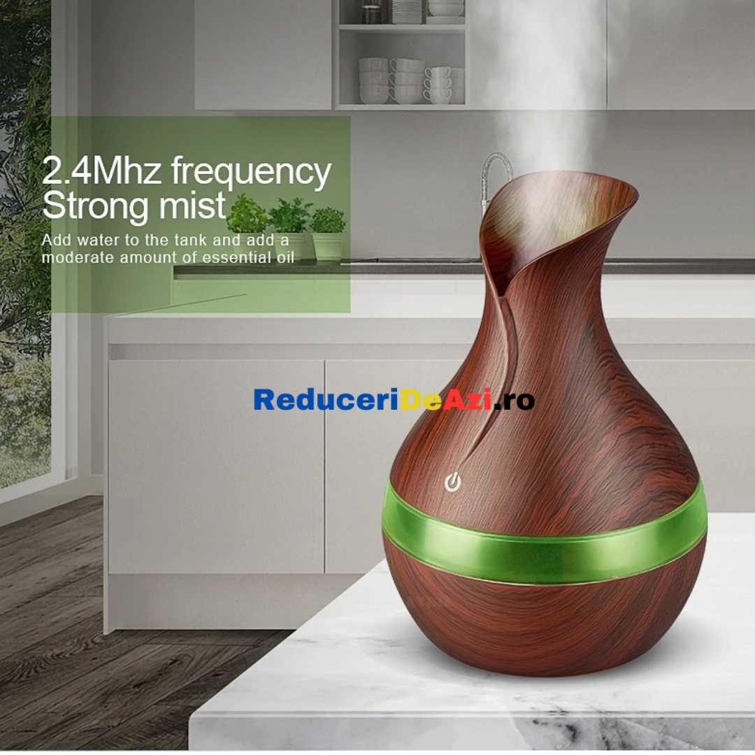 Lichidare de stoc. Umidificator cu led 7 culori, tip vaza