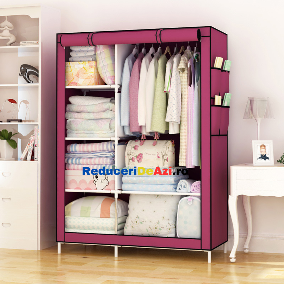 Dulap textil pentru haine, inchidere prin fermoar 105 x 45 x 175 cm