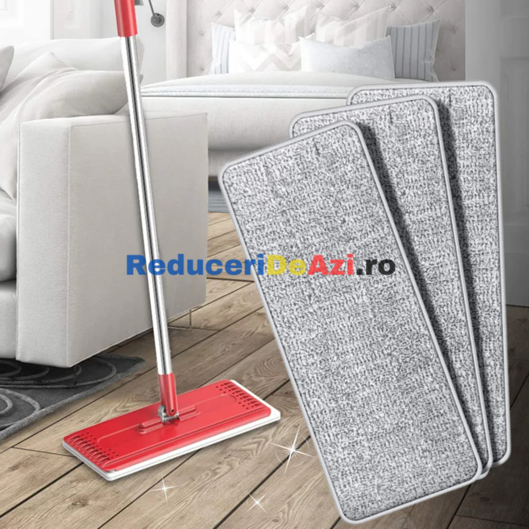 Set 3 rezerve din microfibra pentru mop plat, putere mare de absorbtie