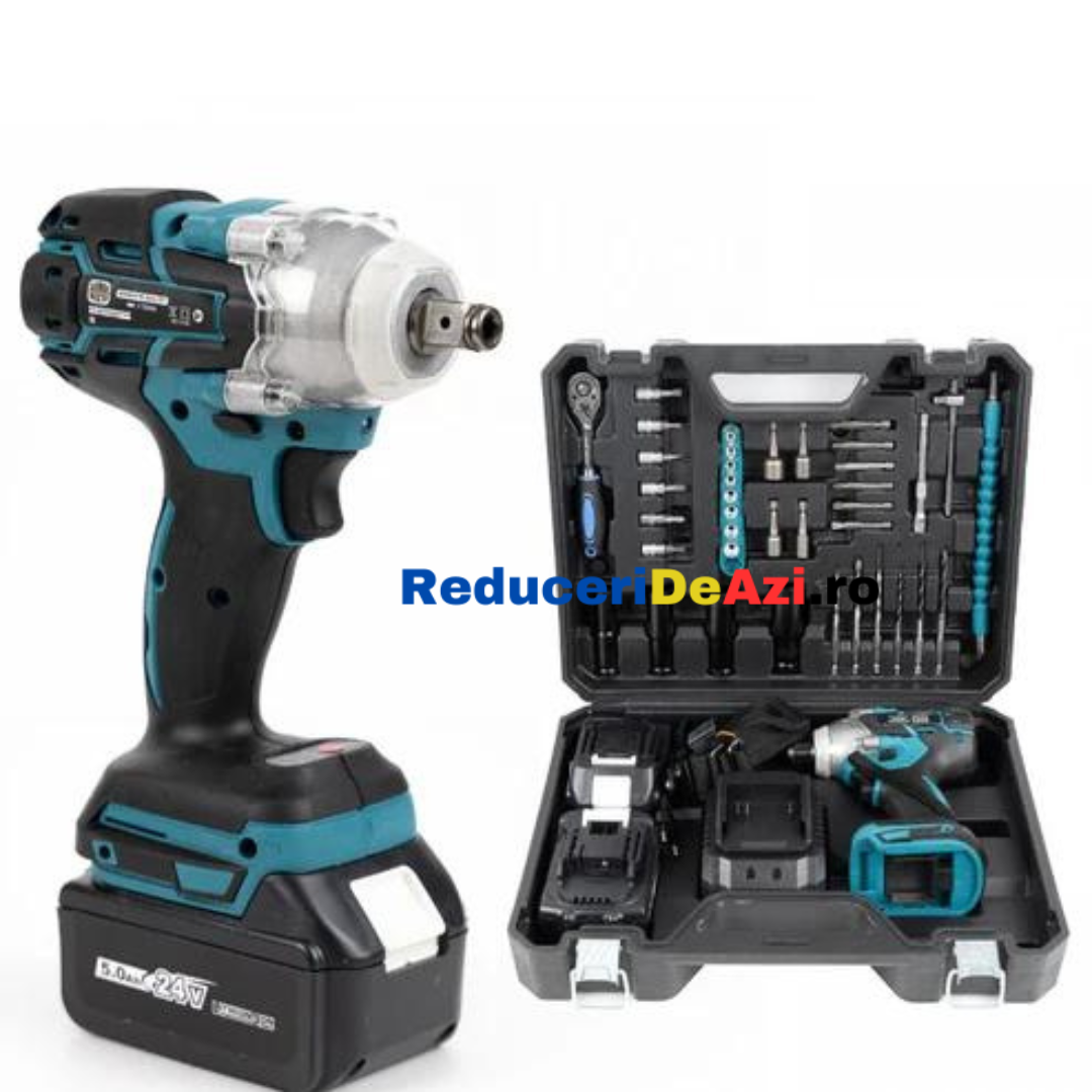 Bormasina / pistol cu impact 98VF cu 2 acumulatori si 40 accesorii LEIH MANN