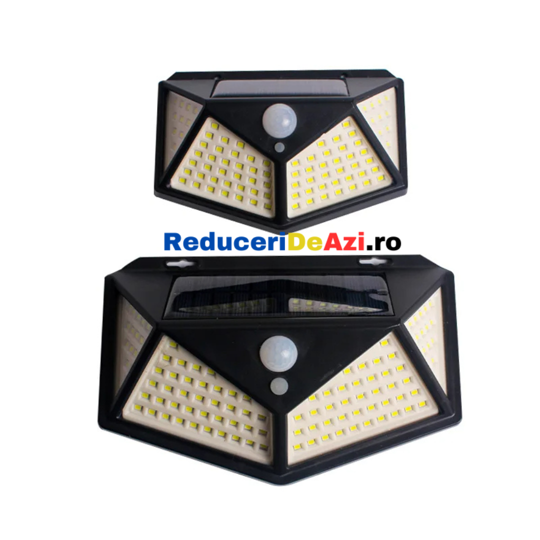 Set 2 x Lampa solara 100 Led cu senzor de miscare