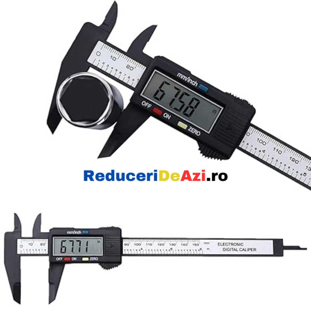 Subler electronic, cu display digital, fibra de carbon