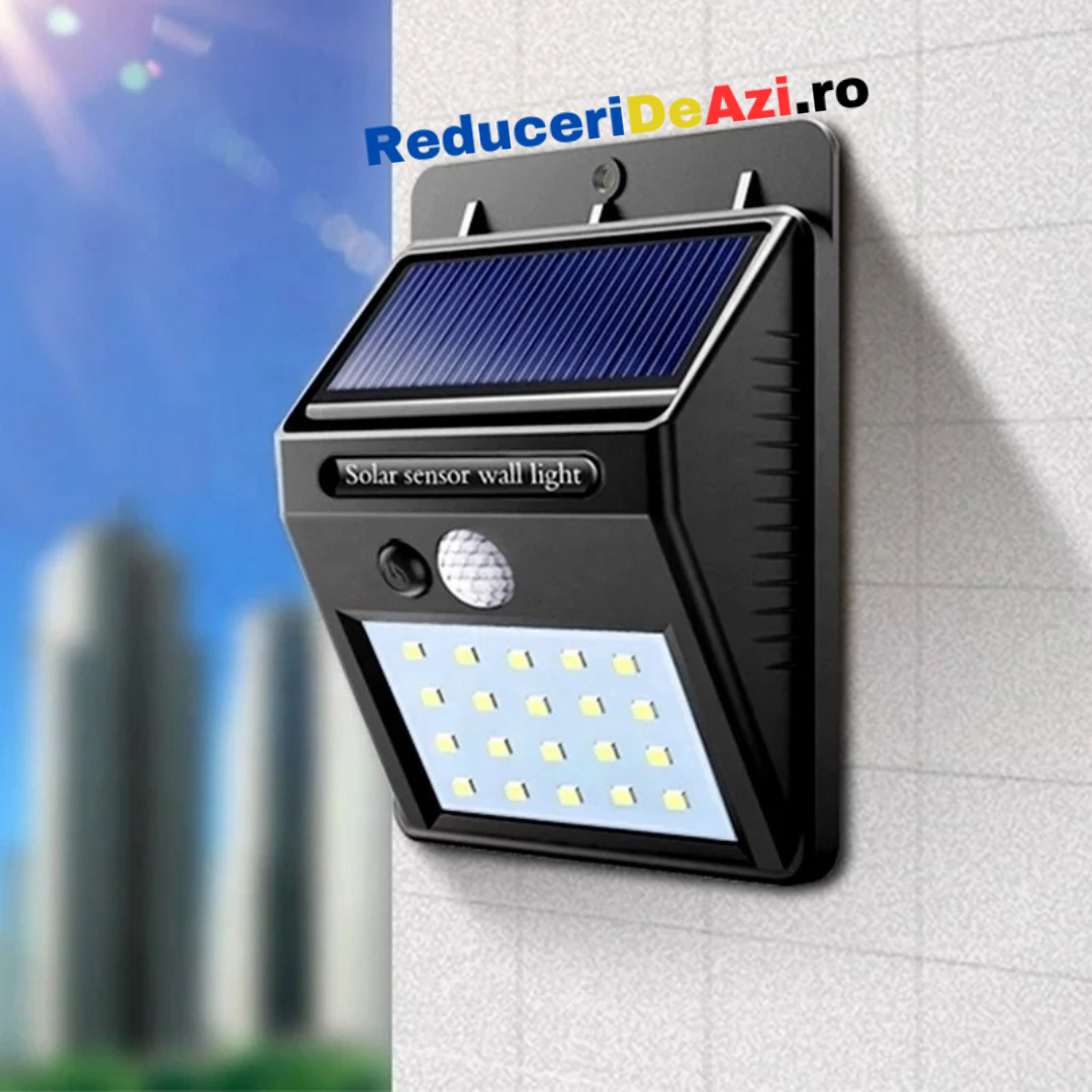 Set 2 x Lampi LED cu incarcare solara si senzor de miscare