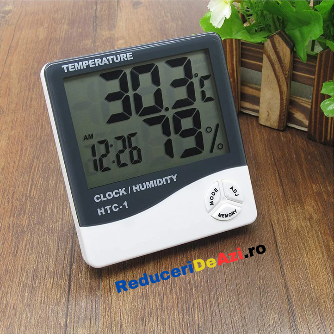Ceas electronic de birou, cu ecran LCD ce indica temperatura