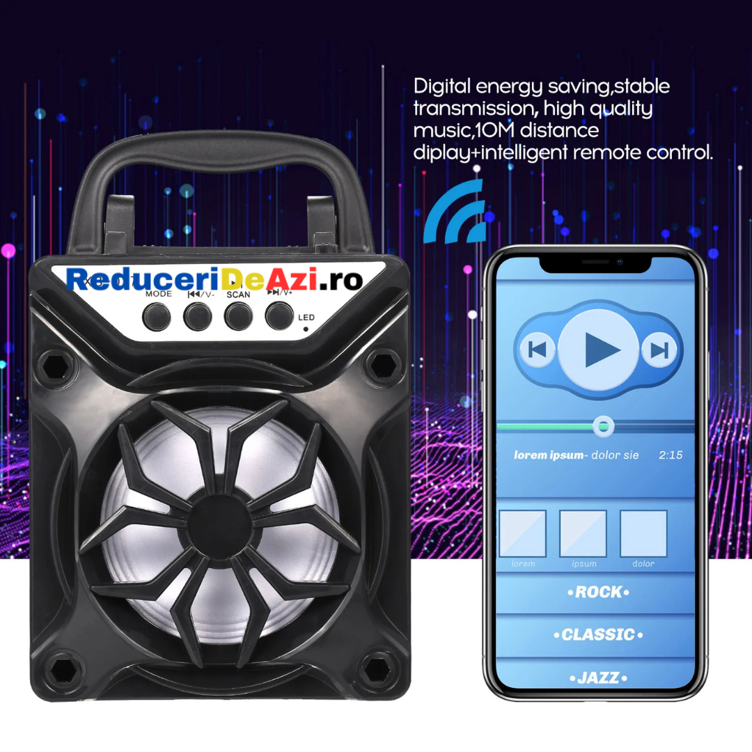 Boxa portabila cu Bluetooth,USB, Card si Led luminos