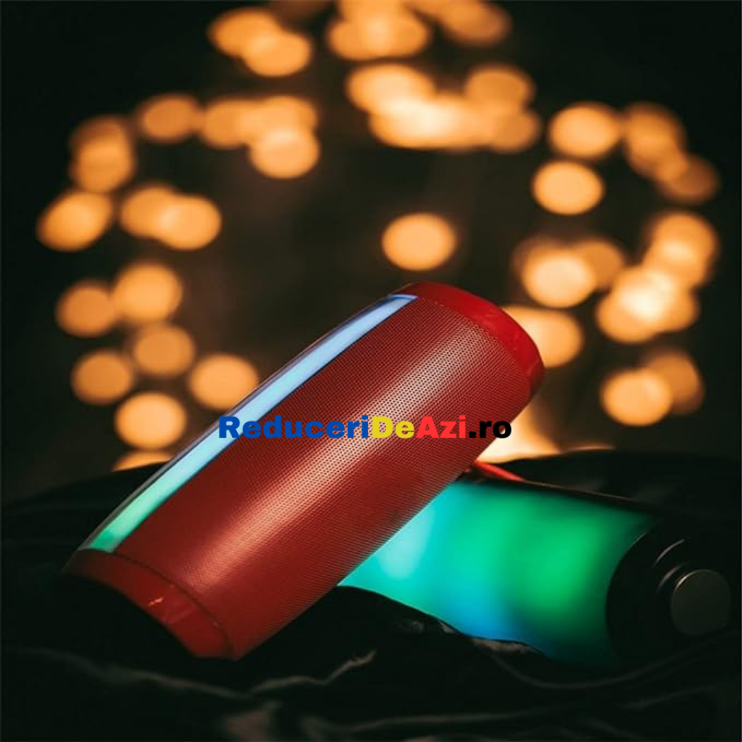 Boxa stereo Bluetooth cu lumina ambientala multicolora