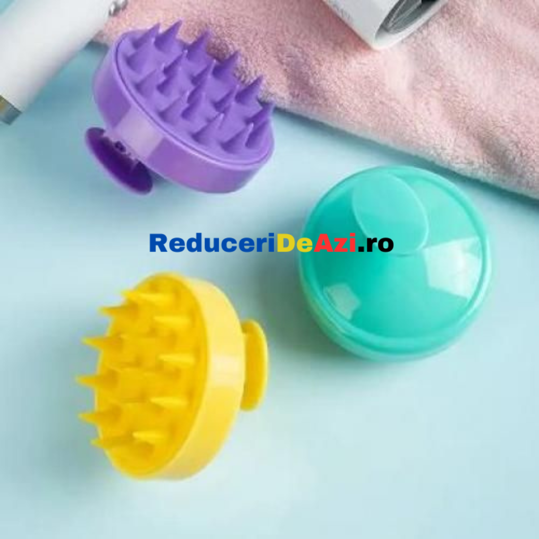 Perie pentru Masaj Capilar, Samponare si Curatare Scalp, Stimulare Crestere Par, Silicon, Mov