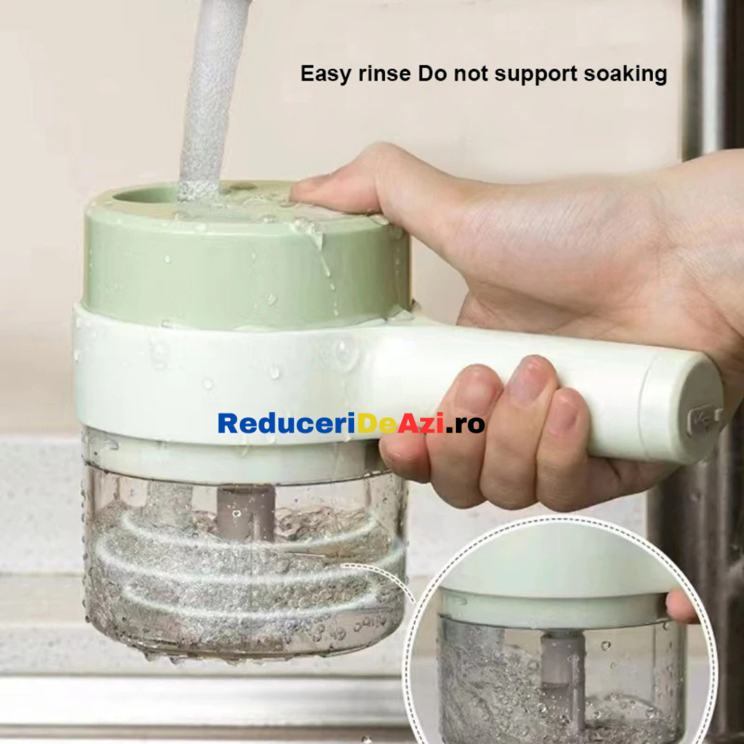 Tocator si maruntitor electric pentru diverse tipuri de alimente si legume 4 in 1, cu functii multiple, portabil, reincarcabil cu cablu usb