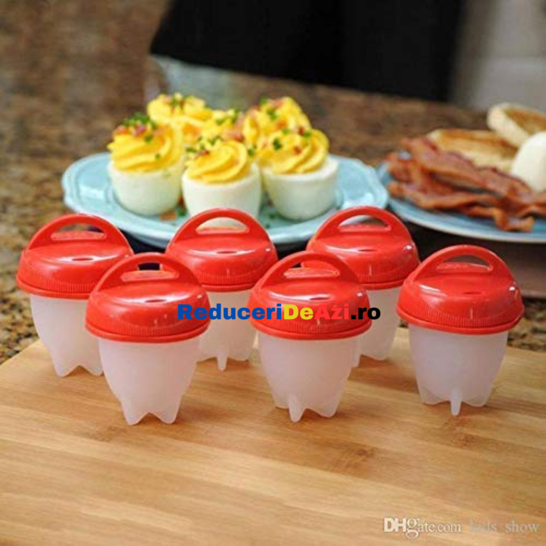 Set 6 recipiente din silicon pentru fiert oua