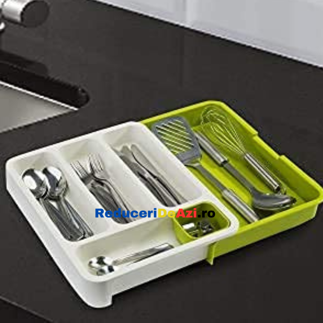 Organizator extensibil de tacamuri pentru sertar