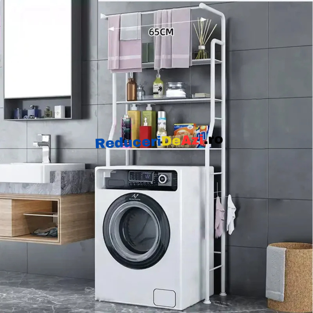 Raft depozitare peste masina de spalat, 3 polite, etajera baie