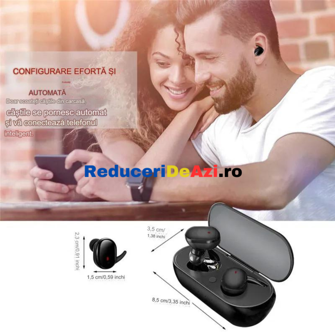 Casti Wireless Bluetooth 5.0 calitate inalta a sunetului, Stereo