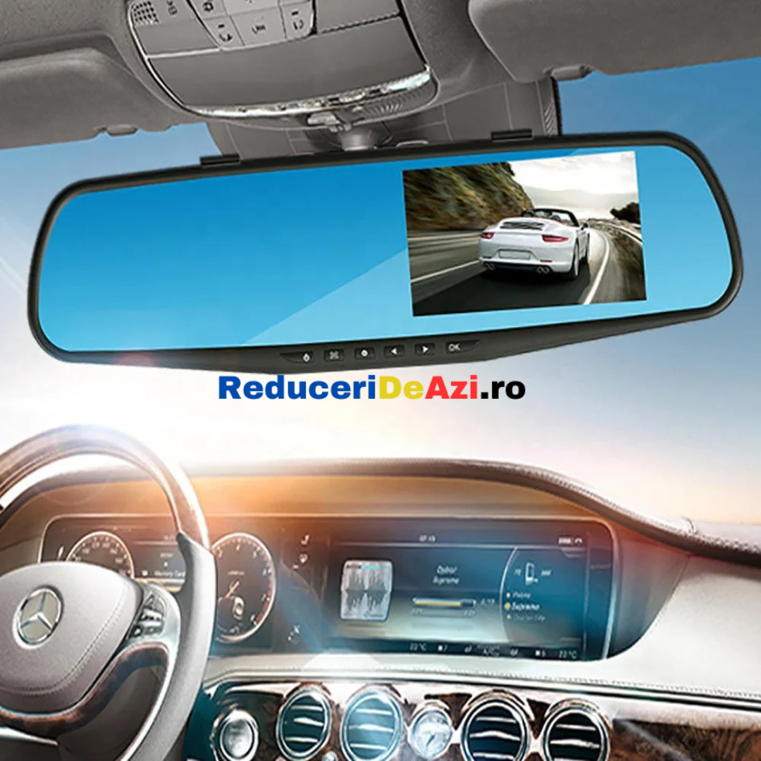 Lichidare de stoc! Oglinda retrovizoare cu camera video full HD 1080 p, senzor de miscare