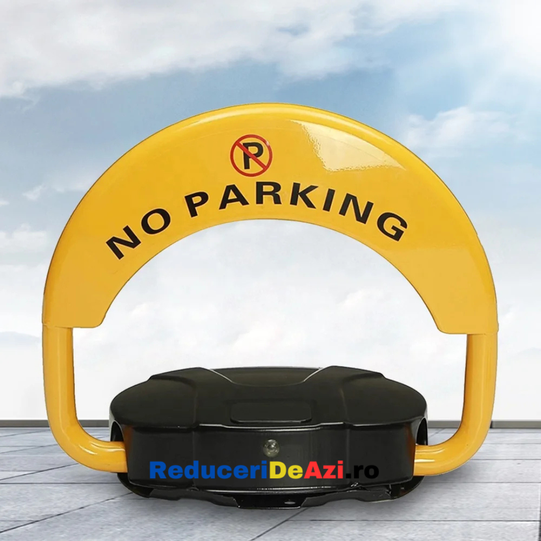 Blocator loc parcare automat, cu telecomanda si alarma, suporta 2 tone, Galben/Negru, rezistent intemperii