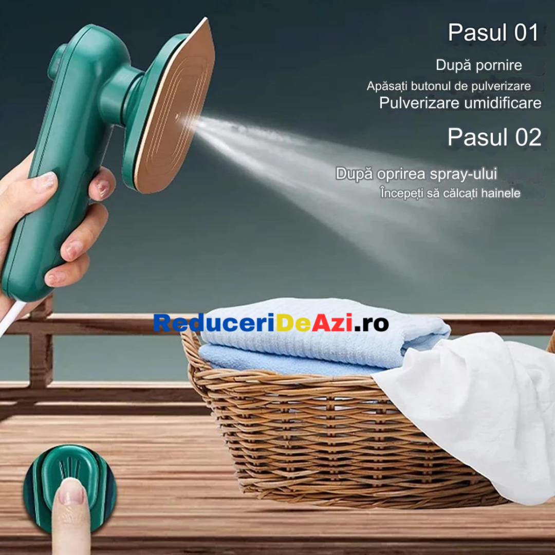 Fier de Calcat Mini, portabil 2 in1, calcat uscat / umed