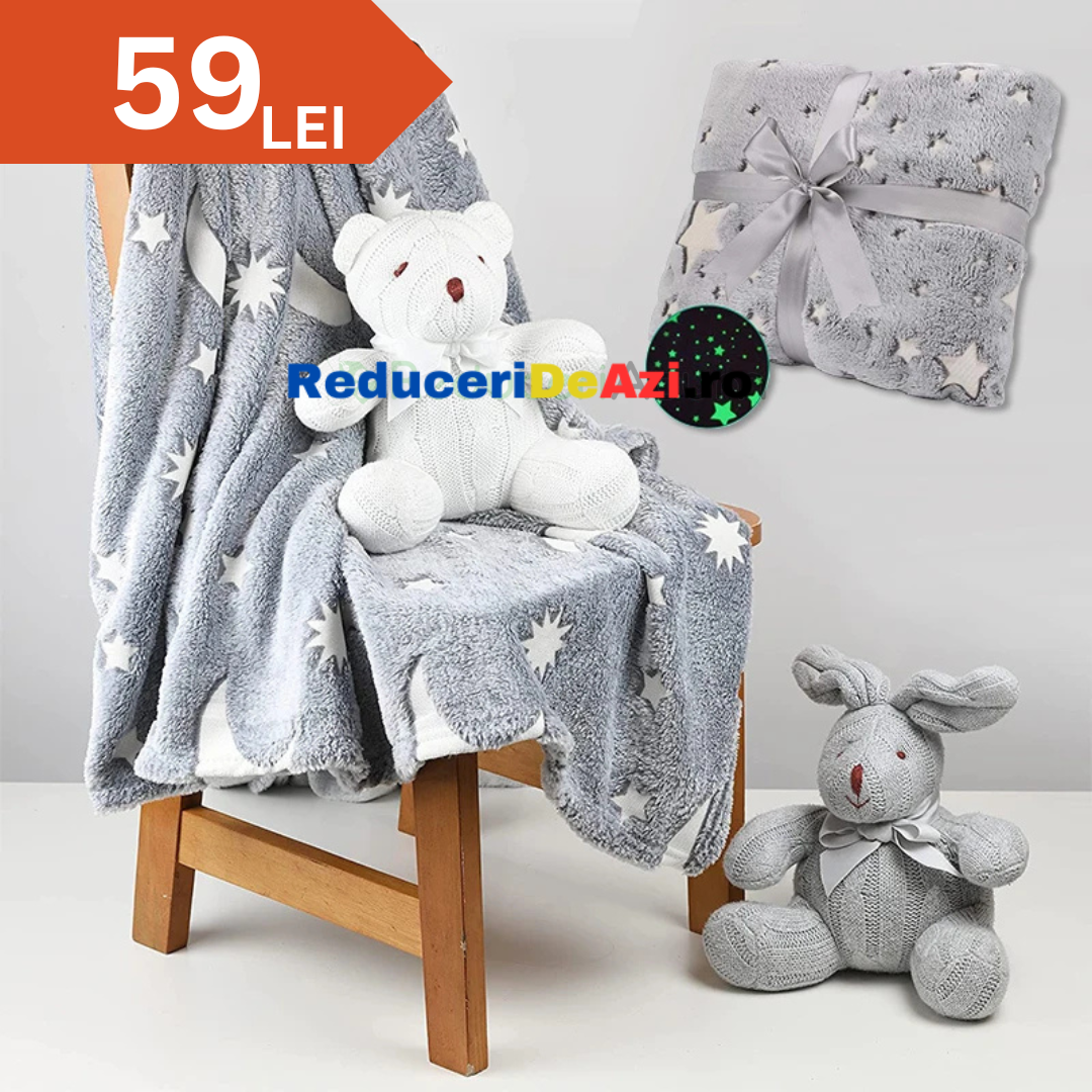 Patura Magic Blanket pentru copii, luminoasa si pufoasa, efect fosforescent