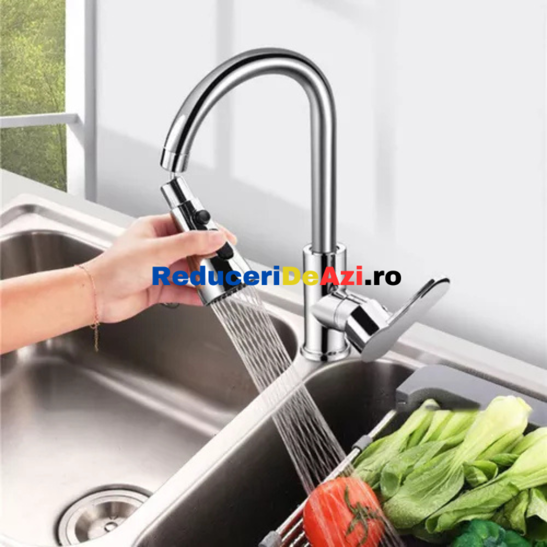 Aerator pentru robinet, accesoriu baterie, cu rotire 360°, Tripleflow