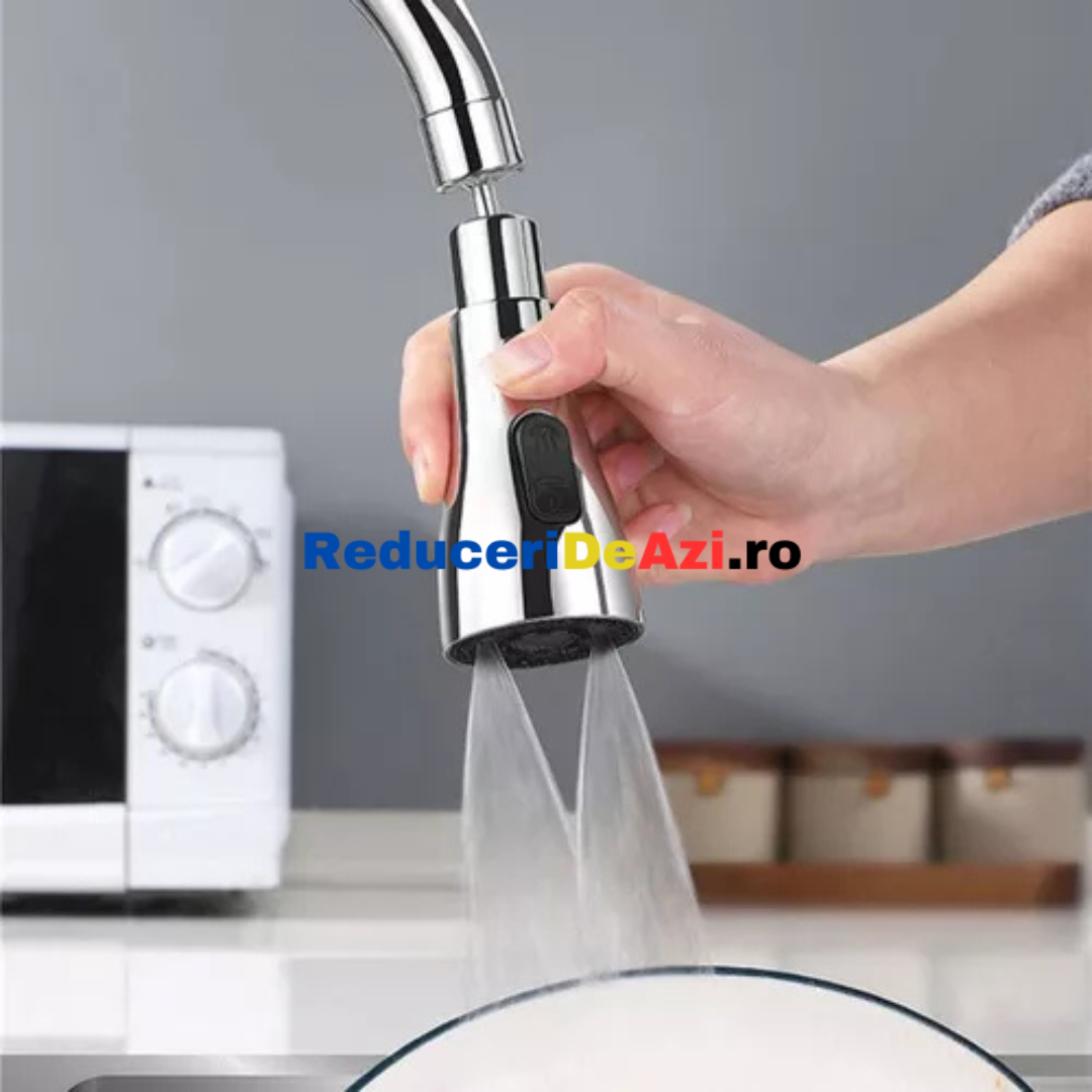 Aerator pentru robinet, accesoriu baterie, cu rotire 360°, Tripleflow