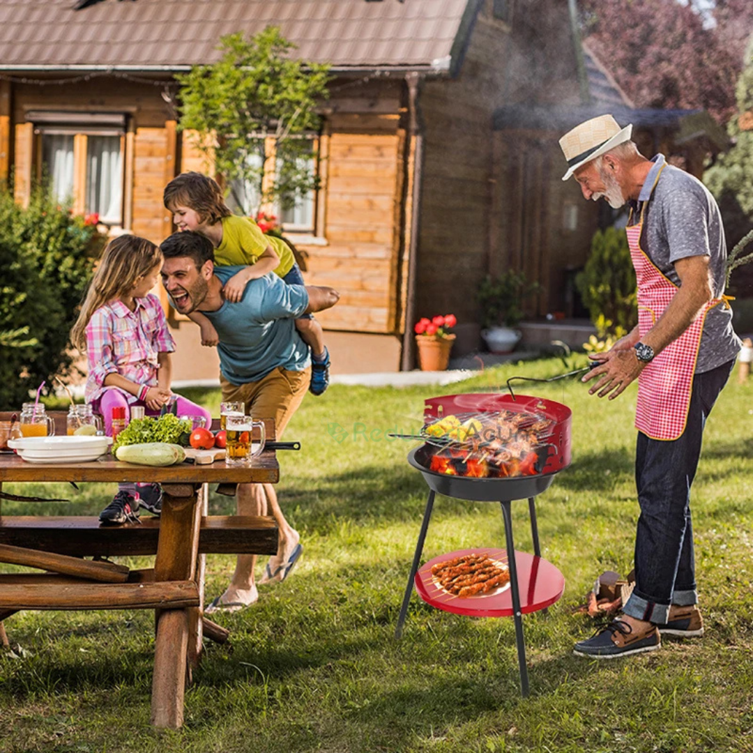 Gratar Rotund Din Metal Pe Carbuni, Pentru Gradina, Rosu, 35cm, Selling depot