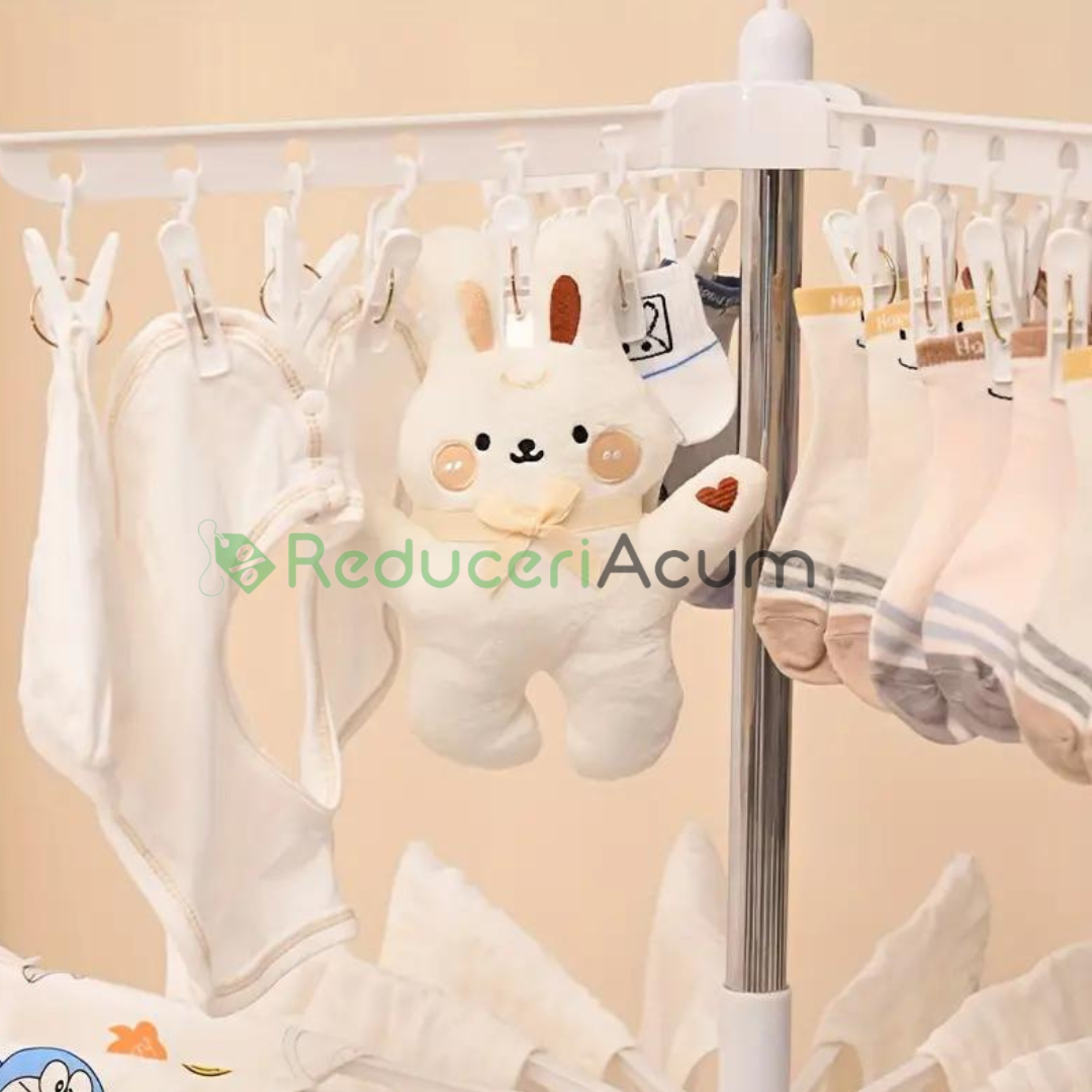 Uscator de rufe vertical si pliabil, inaltime 170 cm, 20 cleme, 50 capse, Gri