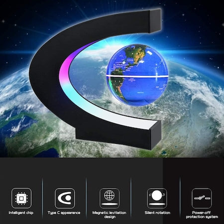 Glob pamantesc magnetic plutitor cu iluminare LED, zggzerg, Albastru