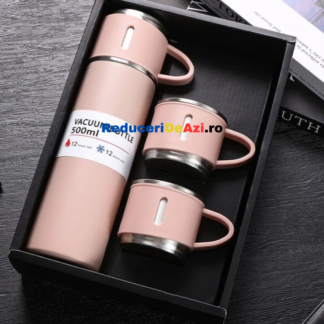 Set Termos Ecologic INOX  500 ml + 3 cesti x 150ml