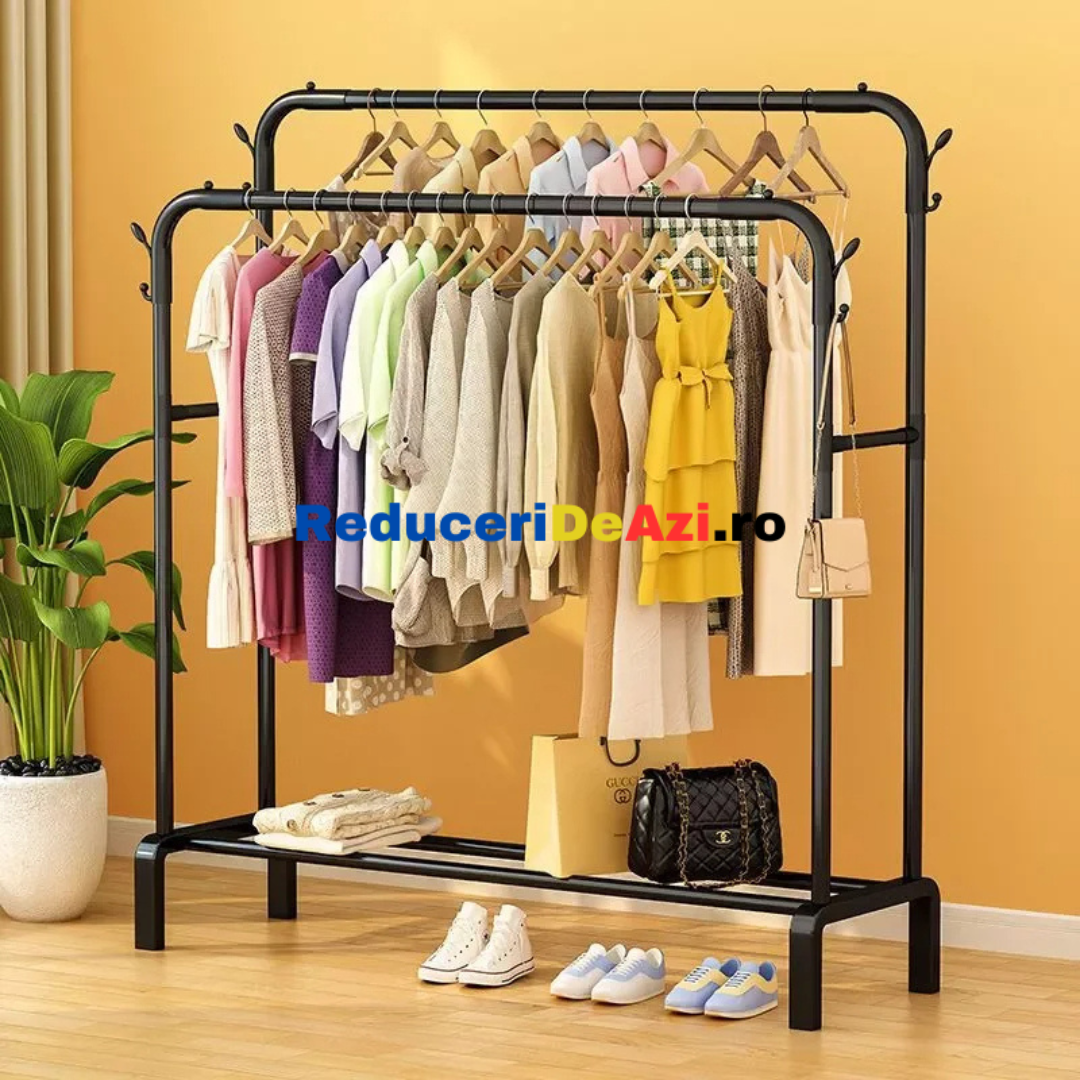 Organizator Dublu Pentru Haine Cu Detaliu Anti Alunecare Solid