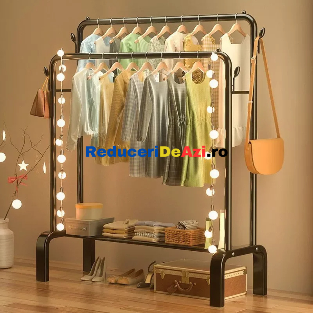 Organizator Dublu Pentru Haine Cu Detaliu Anti Alunecare Solid