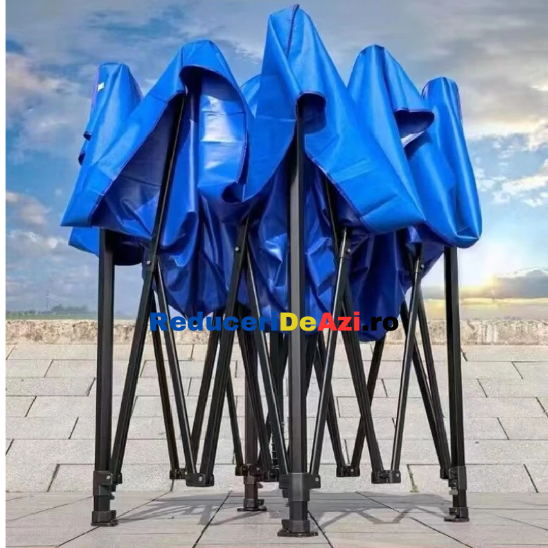 Cort Pavilion 3x3m  Pliabil, tip acordeon! Cadru Metal pentru Curte, Gradina, Evenimente