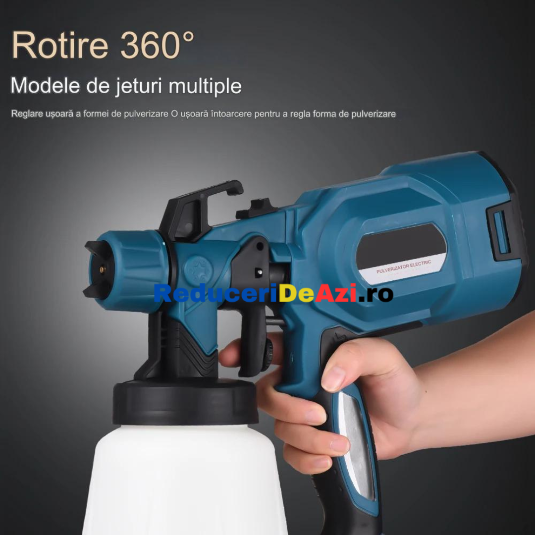 Aparat Profesional De Vopsit Și Zugrăvit LEIHMANN, Electric, Cu Rezervor De Vopsea, 800 ml si 2 Acumulatori, 36V, Portabil