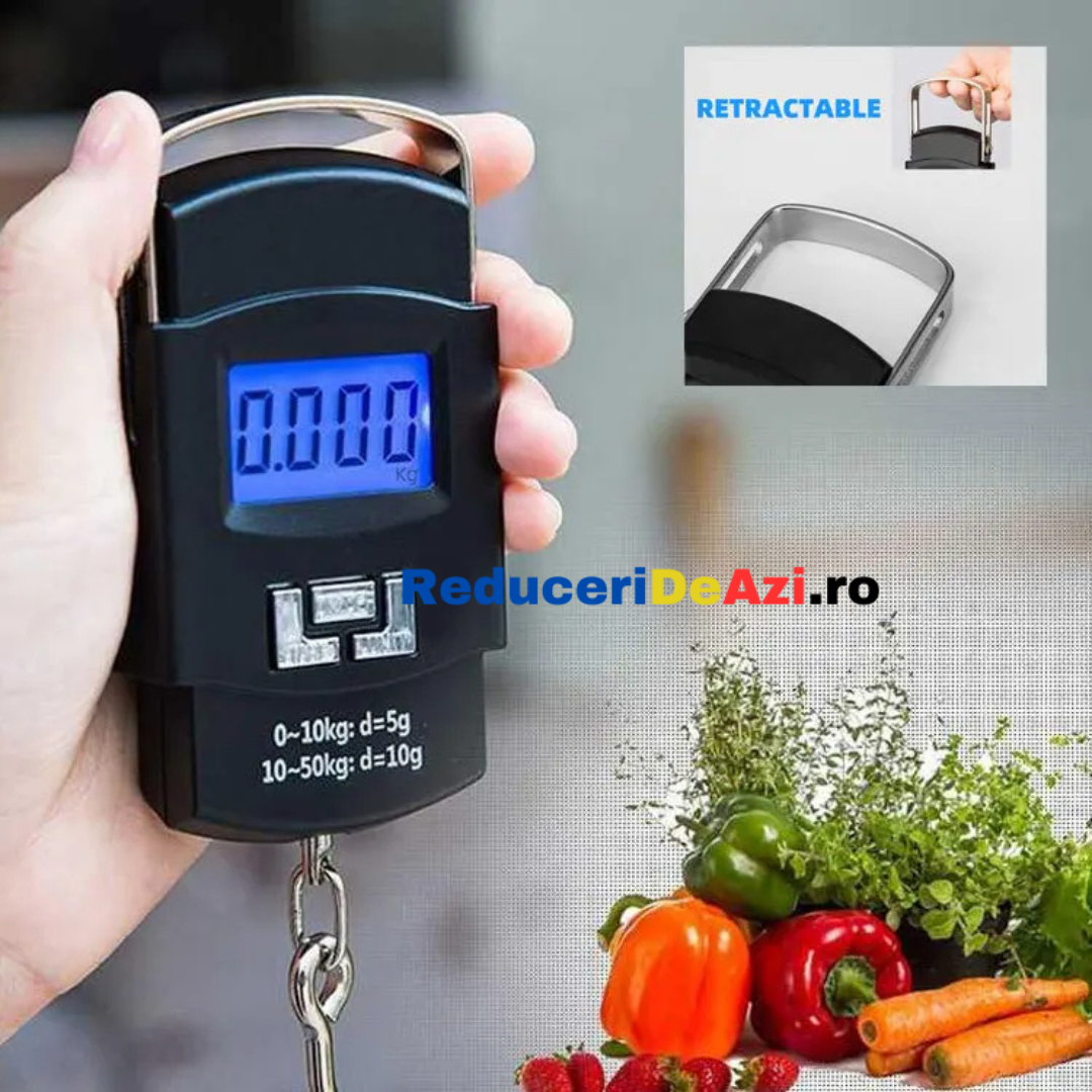 Cantar Electronic portabil pescuit, vanat, cu afisaj 50 kg