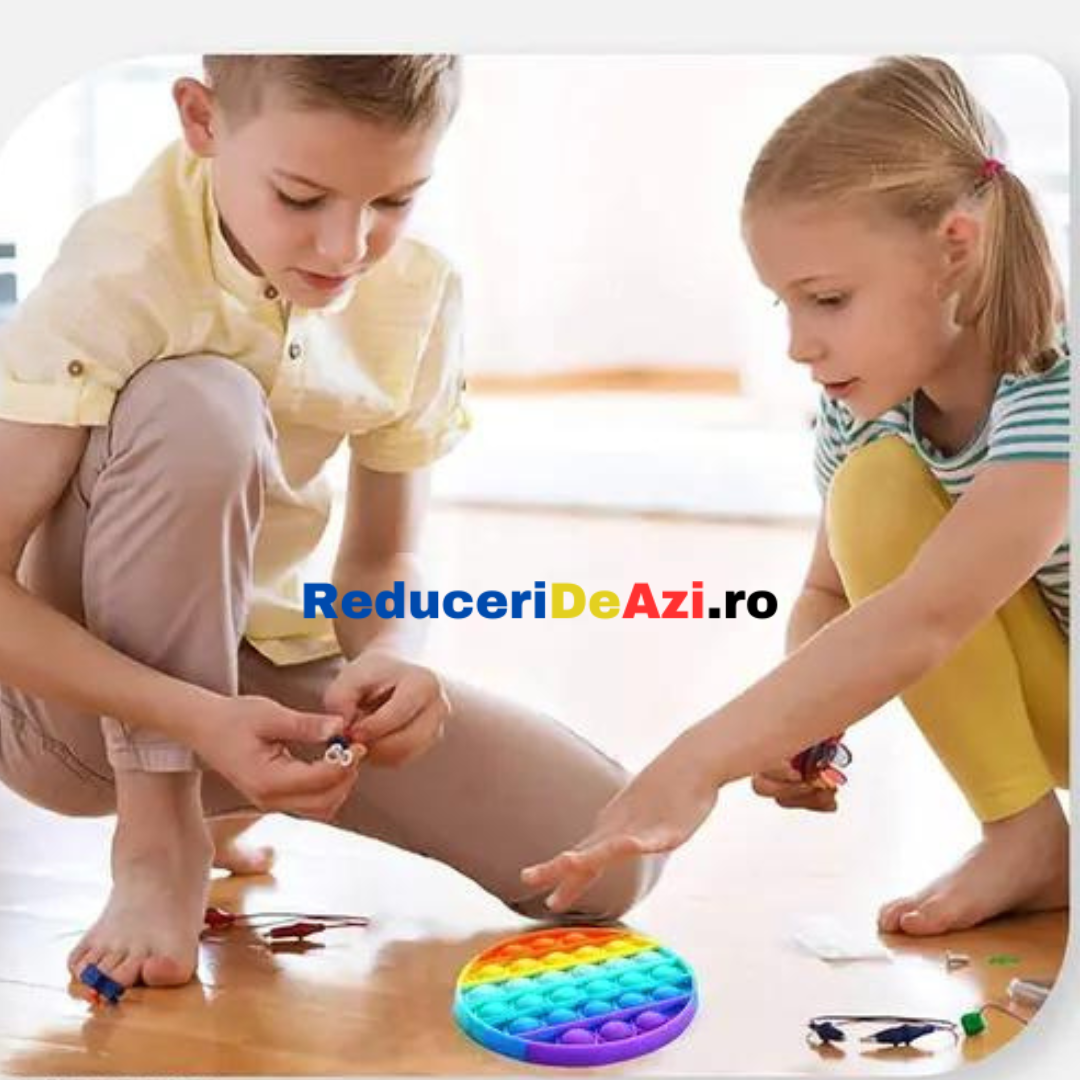 Jucarie antistres din silicon Gaea, Pop it,Push Bubble, Rotund, 20x20cm,multicolor
