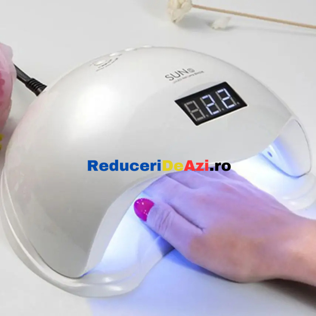 Lampa UV LED Sun5 48w, double light, senzor, display, timer, Alb