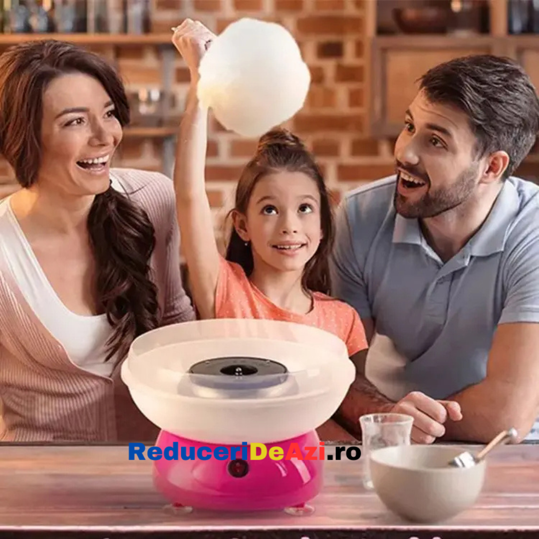 Aparat De Facut Vata De Zahar Cotton Candy, FAINTEC, Lingura, 10 x bete, Picioruse anti-alunecare, Roz