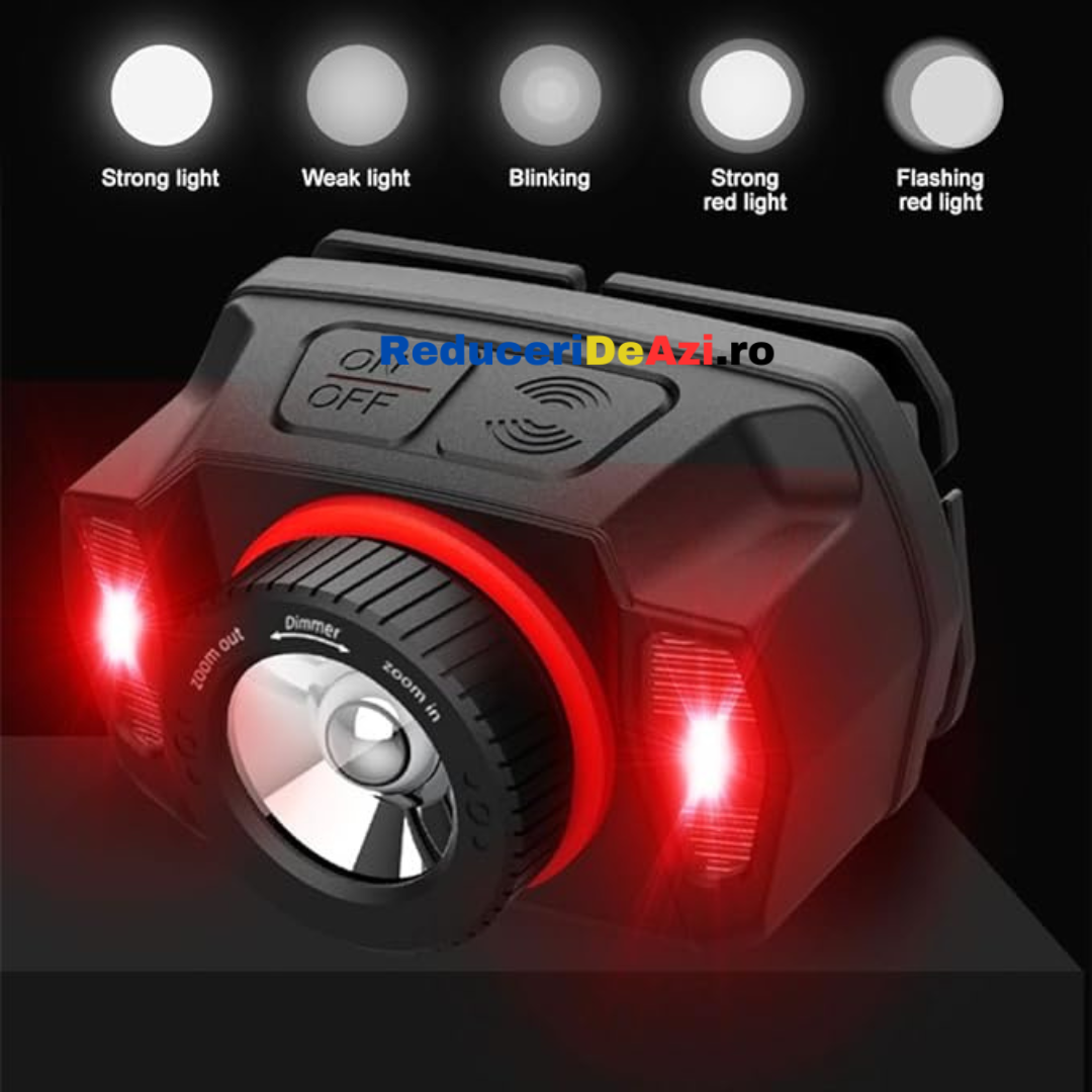 Mini lanterna de cap, portabila, cu incarcare USB