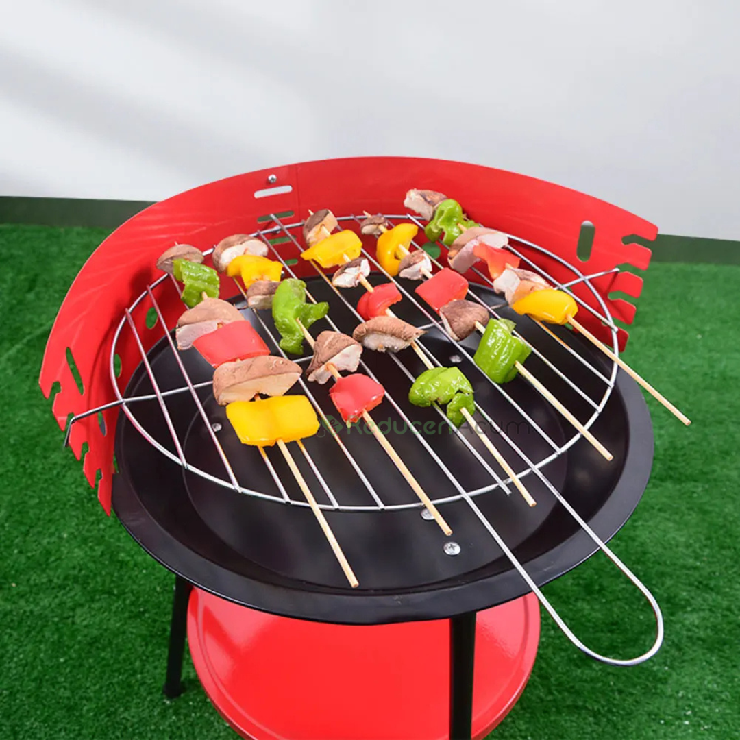 Gratar Rotund Din Metal Pe Carbuni, Pentru Gradina, Rosu, 35cm, Selling depot